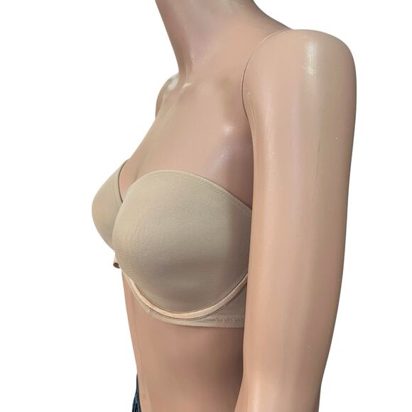 Chantelle Sublime Strapless Bra 32DD Nude Mesh Underwired Molded Lightly Lined - Picture 2 of 8